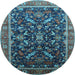 Round Oriental Light Blue Industrial Rug, urb2010lblu