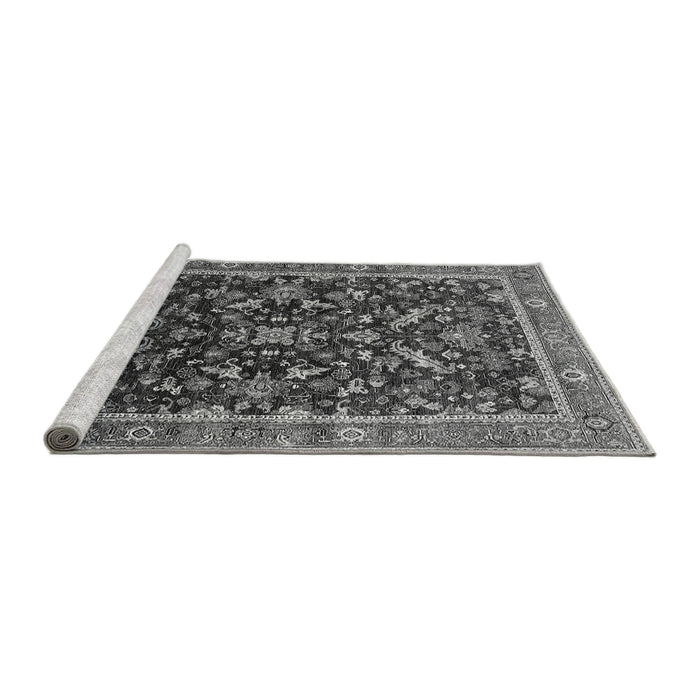 Sideview of Machine Washable Oriental Gray Industrial Rug, wshurb2010gry