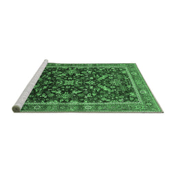 Sideview of Machine Washable Oriental Emerald Green Industrial Area Rugs, wshurb2010emgrn