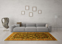 Machine Washable Oriental Yellow Industrial Rug, wshurb2010yw