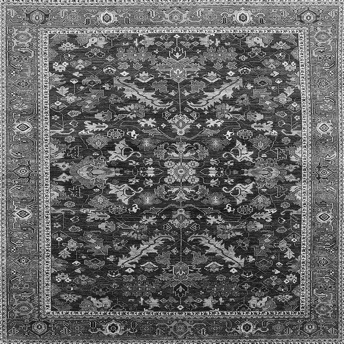 Square Machine Washable Oriental Gray Industrial Rug, wshurb2010gry