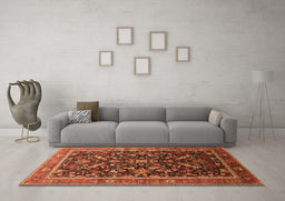 Machine Washable Oriental Orange Industrial Area Rugs in a Living Room, wshurb2010org