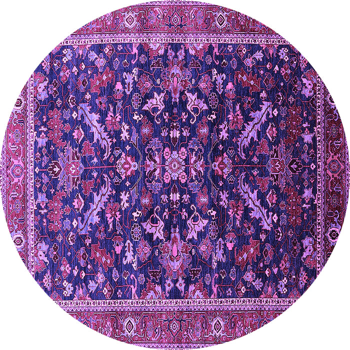 Round Machine Washable Oriental Purple Industrial Area Rugs, wshurb2010pur