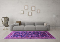 Machine Washable Oriental Purple Industrial Rug, wshurb2010pur