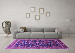 Machine Washable Oriental Purple Industrial Area Rugs in a Living Room, wshurb2010pur