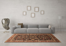 Machine Washable Oriental Brown Industrial Rug in a Living Room,, wshurb2010brn
