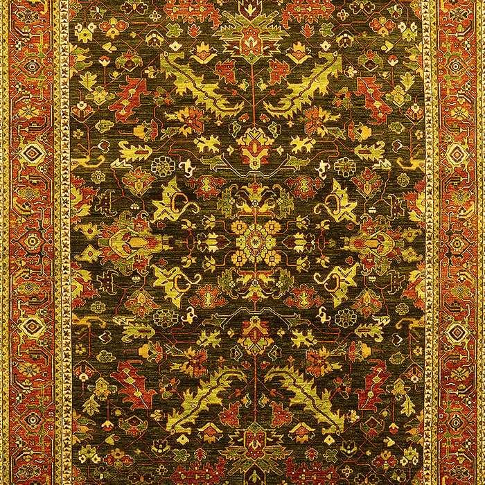 Machine Washable Oriental Yellow Industrial Rug, wshurb2010yw