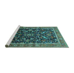Sideview of Machine Washable Oriental Turquoise Industrial Area Rugs, wshurb2010turq