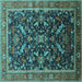 Square Oriental Turquoise Industrial Rug, urb2010turq