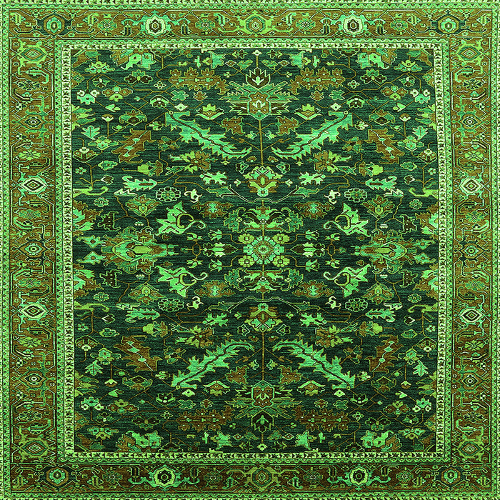 Square Machine Washable Oriental Green Industrial Area Rugs, wshurb2010grn