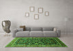 Machine Washable Oriental Green Industrial Area Rugs in a Living Room,, wshurb2010grn