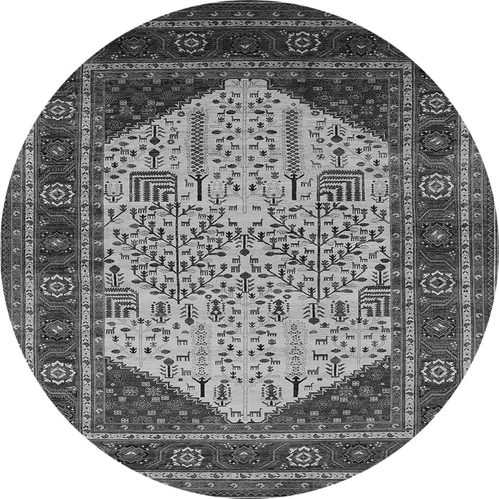 Round Oriental Gray Industrial Rug, urb2011gry