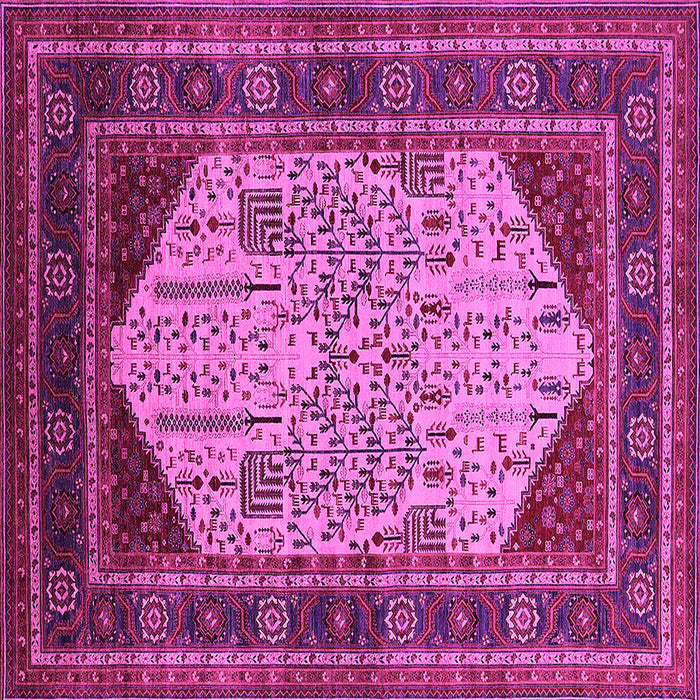 Square Machine Washable Oriental Pink Industrial Rug, wshurb2011pnk