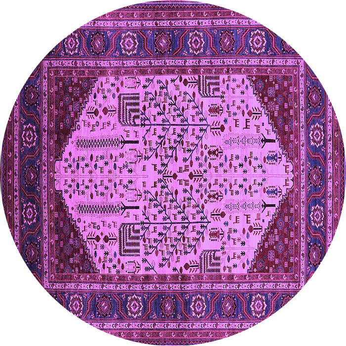 Round Machine Washable Oriental Purple Industrial Area Rugs, wshurb2011pur