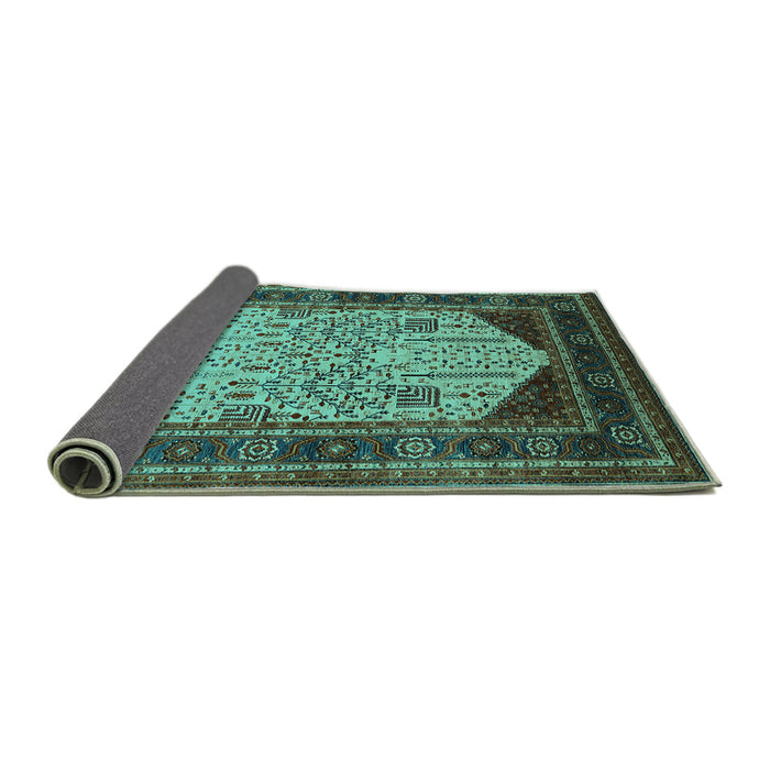 Sideview of Oriental Turquoise Industrial Rug, urb2011turq