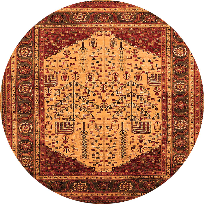 Round Oriental Orange Industrial Rug, urb2011org