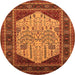 Round Oriental Orange Industrial Rug, urb2011org