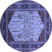 Round Oriental Blue Industrial Rug, urb2011blu