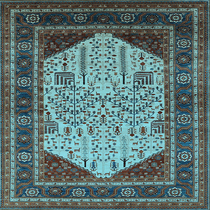 Square Oriental Light Blue Industrial Rug, urb2011lblu