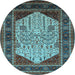 Round Oriental Light Blue Industrial Rug, urb2011lblu