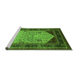 Sideview of Machine Washable Oriental Green Industrial Area Rugs, wshurb2011grn