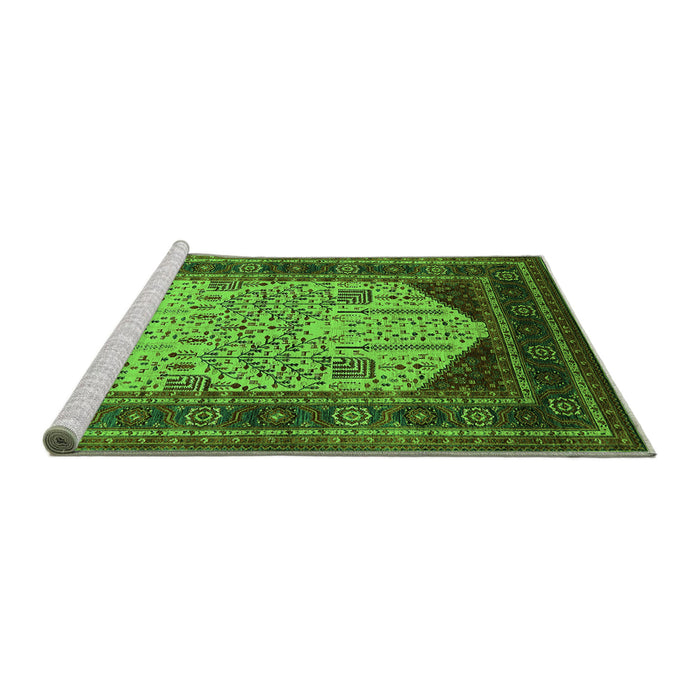 Sideview of Machine Washable Oriental Green Industrial Area Rugs, wshurb2011grn