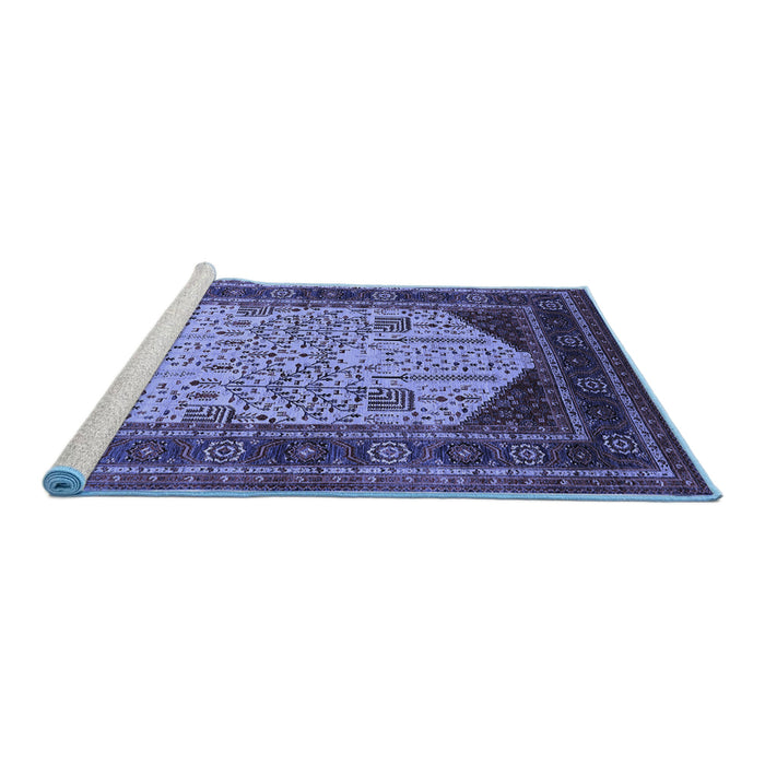 Sideview of Machine Washable Oriental Blue Industrial Rug, wshurb2011blu