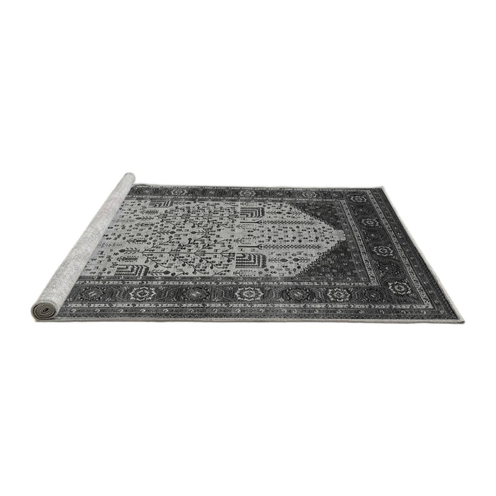 Sideview of Machine Washable Oriental Gray Industrial Rug, wshurb2011gry