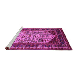Sideview of Machine Washable Oriental Pink Industrial Rug, wshurb2011pnk