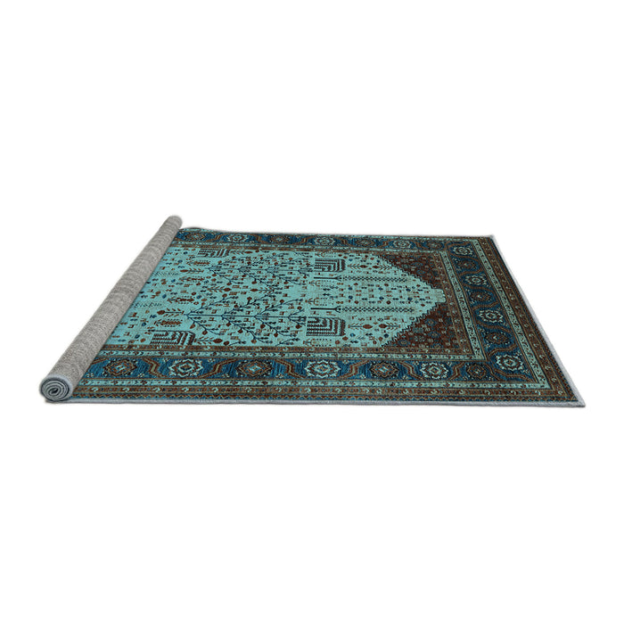 Sideview of Machine Washable Oriental Light Blue Industrial Rug, wshurb2011lblu