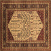 Square Machine Washable Oriental Brown Industrial Rug, wshurb2011brn