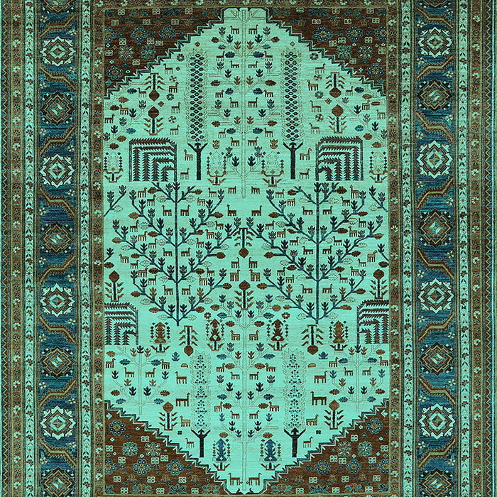 Machine Washable Oriental Turquoise Industrial Area Rugs, wshurb2011turq
