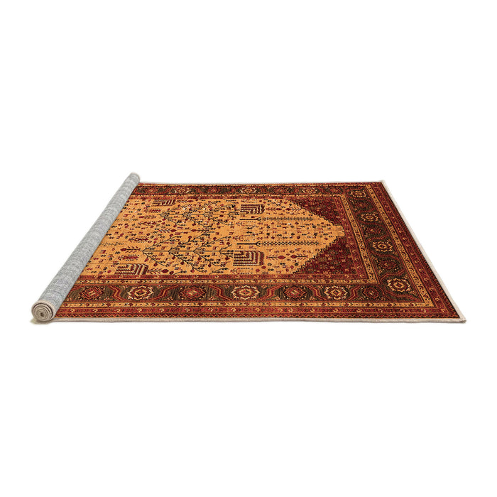 Sideview of Machine Washable Oriental Orange Industrial Area Rugs, wshurb2011org