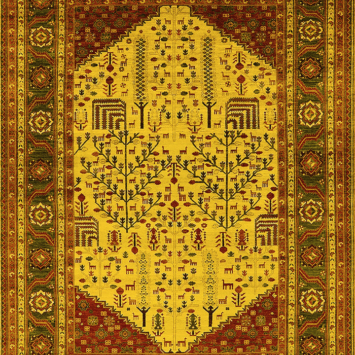 Machine Washable Oriental Yellow Industrial Rug, wshurb2011yw