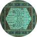 Round Oriental Turquoise Industrial Rug, urb2011turq