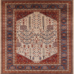 Square Mid-Century Modern Light Copper Gold Oriental Rug, urb2011