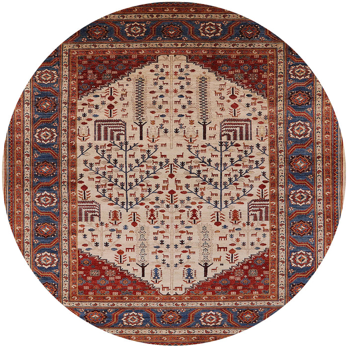 Round Mid-Century Modern Light Copper Gold Oriental Rug, urb2011