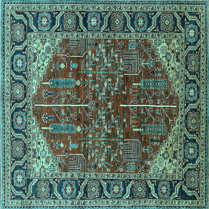 Square Oriental Turquoise Industrial Rug, urb2012turq