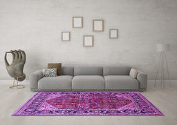 Machine Washable Oriental Purple Industrial Area Rugs in a Living Room, wshurb2012pur