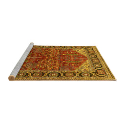 Sideview of Machine Washable Oriental Yellow Industrial Rug, wshurb2012yw