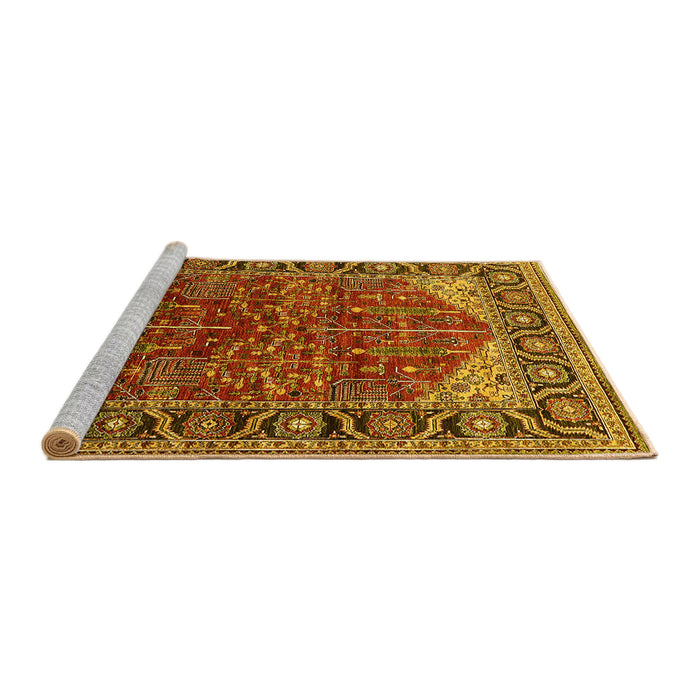 Sideview of Machine Washable Oriental Yellow Industrial Rug, wshurb2012yw