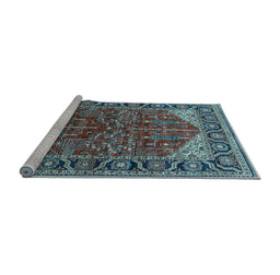 Sideview of Machine Washable Oriental Light Blue Industrial Rug, wshurb2012lblu
