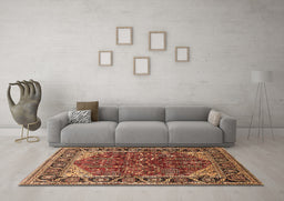 Machine Washable Oriental Brown Industrial Rug in a Living Room,, wshurb2012brn