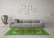 Machine Washable Oriental Green Industrial Area Rugs in a Living Room,, wshurb2012grn