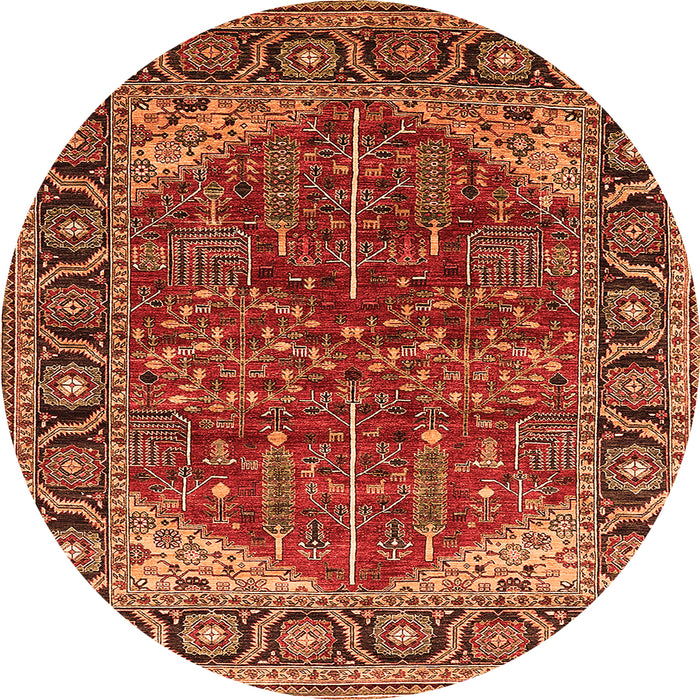 Round Oriental Orange Industrial Rug, urb2012org