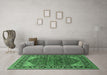 Machine Washable Oriental Emerald Green Industrial Area Rugs in a Living Room,, wshurb2012emgrn