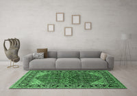 Machine Washable Oriental Emerald Green Industrial Rug, wshurb2012emgrn