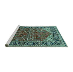 Sideview of Machine Washable Oriental Turquoise Industrial Area Rugs, wshurb2012turq