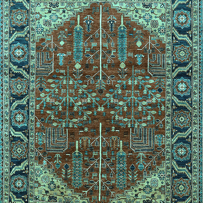 Machine Washable Oriental Turquoise Industrial Area Rugs, wshurb2012turq