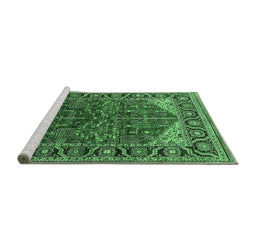 Sideview of Machine Washable Oriental Emerald Green Industrial Area Rugs, wshurb2012emgrn